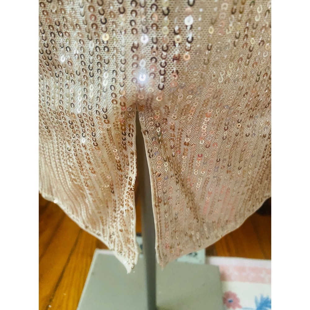 Grace Karin L Wrap Top Sequin Skirt Long Sleeve Sheath Dress Blush Pink Gold NWT - Picture 9 of 12